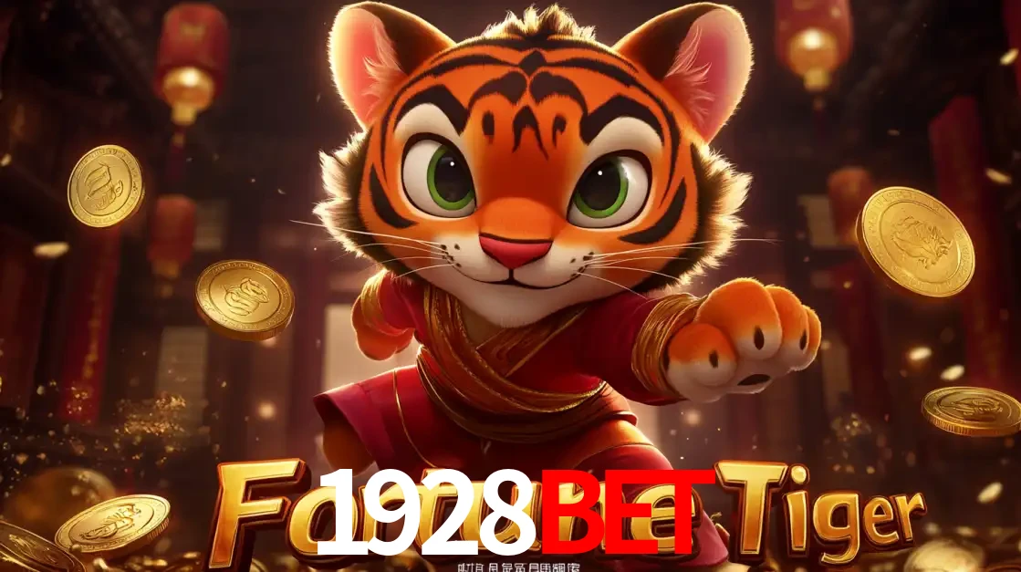 O carismático mascote do jogo de slot Fortune Tiger, um tigre fofo em pose de artes marciais, pronto para trazer sorte e multiplicadores de ganhos no cassino online 1928BET.