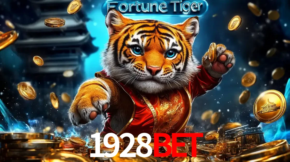 Imagem promocional do jogo de slot Fortune Tiger, com um tigre majestoso em traje tradicional cercado por uma fortuna em moedas de ouro, disponível agora no cassino 1928BET.